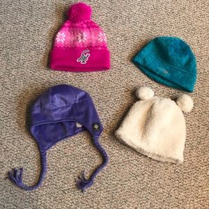 Set of Four Winter Youth Hats for Girls